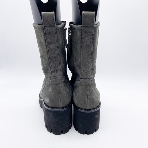 Paul Green Women's Newbury Suede Gray Leather Wedge Chunky Heeled Boots Size 7 - Picture 5 of 12